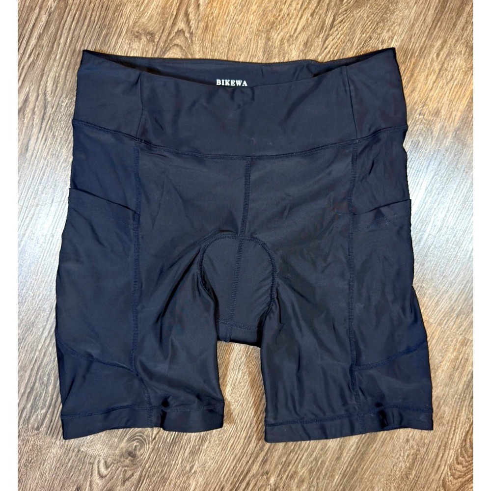 BIKEWA Padded Cycling Bike Shorts Black Size L Reflective Pocket
